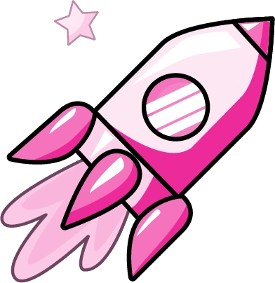 Pink rocket blasting off