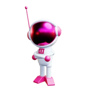 3D pink astronaut bopping its head and tapping its foot