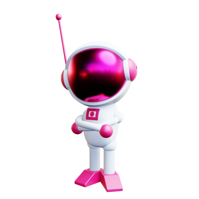 3D pink astronaut bopping its head and tapping its foot